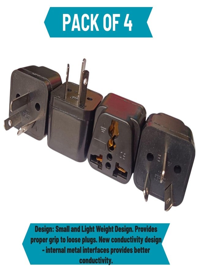 Adaptro Universal Travel Adapter Type I Plug Converter for India to Australia, New Zealand, China & More, Pack of 4, Black - Image 2